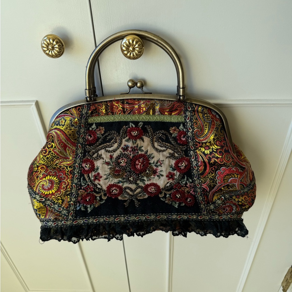 Chico's LUX Amazing Art-to-Wear Beaded Tapestry Small Handbag Purse